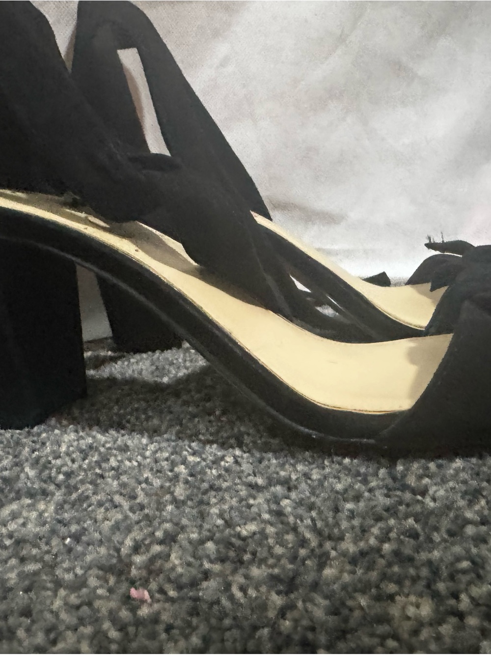 Jessica Simpson Black Suede Block Heel Sandals with Ankle Tie